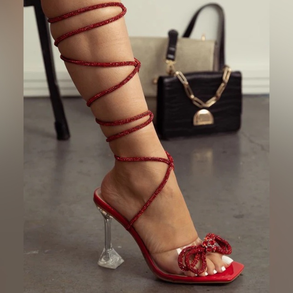 Red sparkling heels